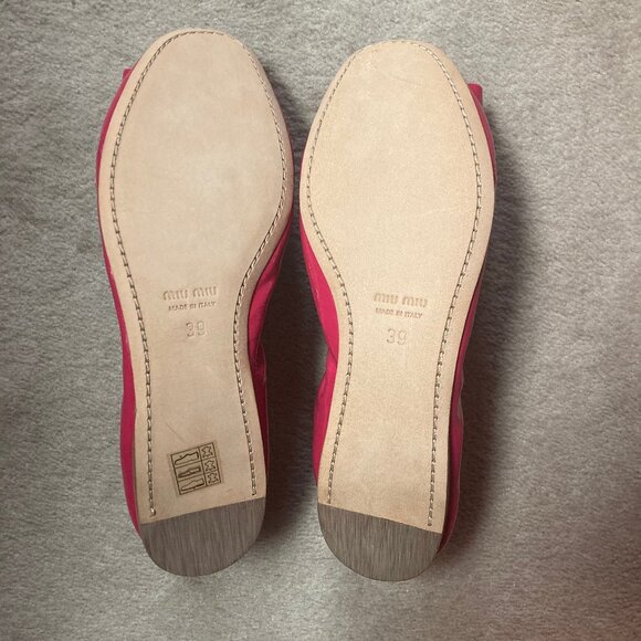 NEW Miu Miu Hot Pink Patent Leather Bow Ballet Flats Bows 39 EU / 8 US - Picture 5 of 7